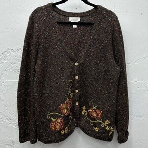 Pumpkin Fall Autumn Brown Knit Sweater Cardigan